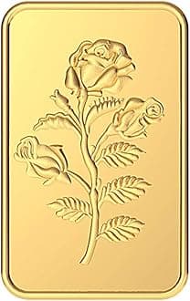 24K (999) Gold Bar 1 gram | 24 kt Gold Bar/Coin/Bullion for Birthday, Wedding, Akshaya Tritiya & Festive Gift, Rose Impression
