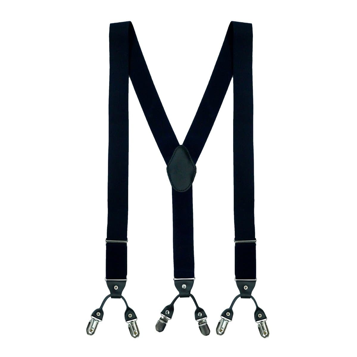 Solid Y-Back Clip-On Suspender for Men | Adjustable Elastic Braces with Strong Metal Clips | Formal & Casual Trouser Suspenders for Suits, Pants & Shirts