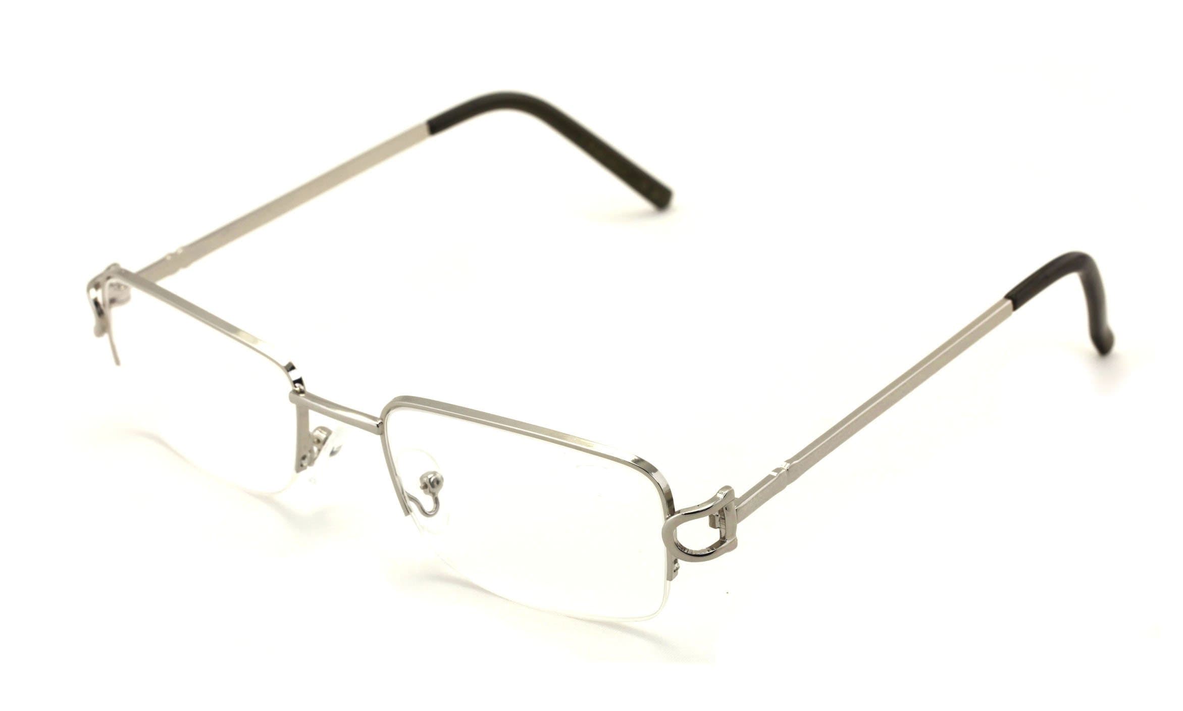V.W.E. Rectangular Frame Clear Lens Designer Half Rim Eyeglasses Metal Glasses