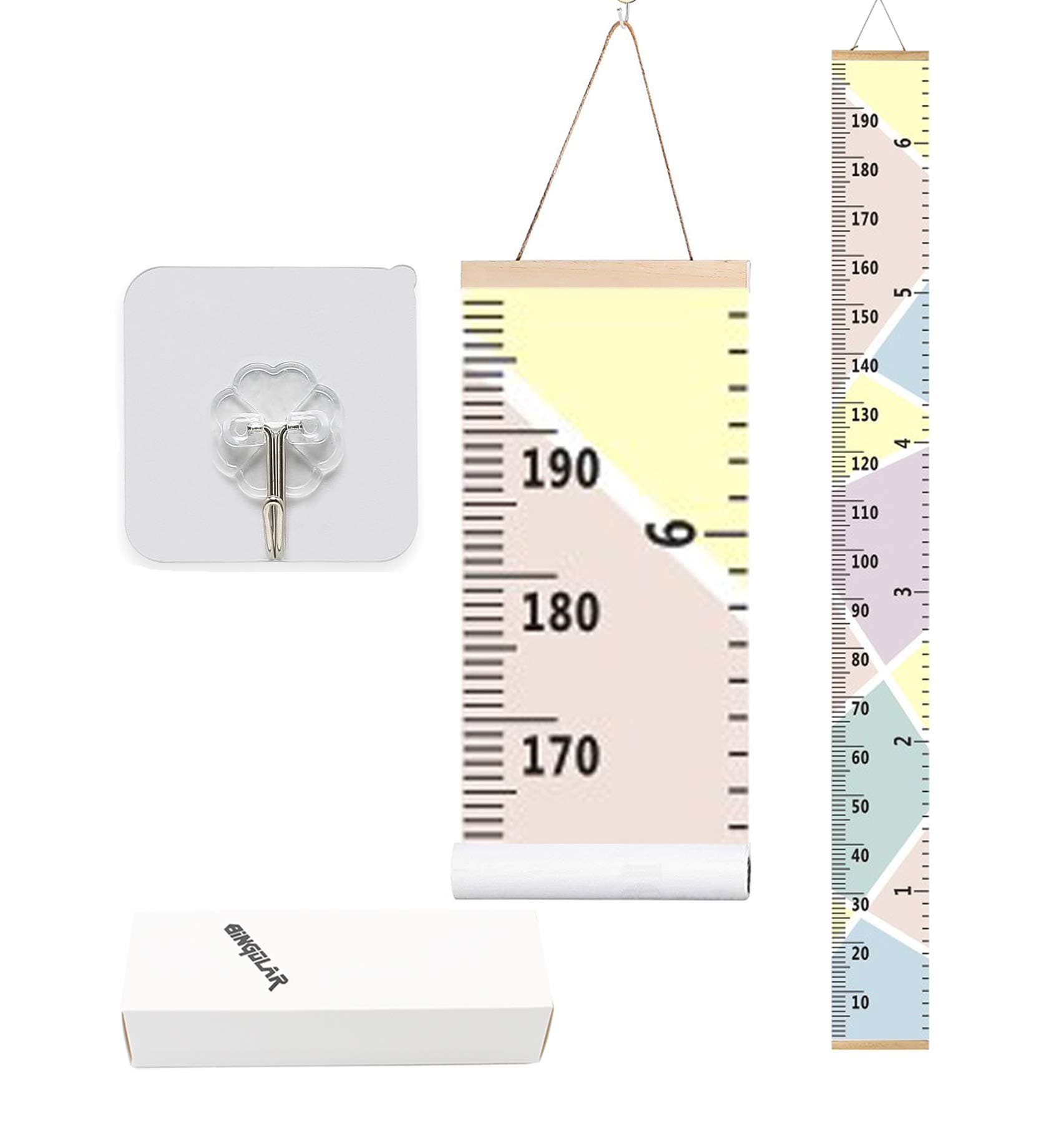 Kids Growth Chart,Bingolar Children Height Chart Growth Wall Chart Height Wall Chart Art Hanging Rulers for Kids Bedroom Nursery Wall Decor Removable Height and Growth Chart(Pink 7.9 x 79in)