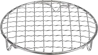 Round Cooking Rack 6-inch 201 Stainless Steel Cross Wire Barbecue Grill Net with 20mm Legs for Cooking Baking Steaming BBQ