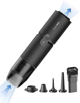 HOTO Handheld Vacuum Cleaner Cordless, Desk Vacuum Cleaner Compressed Electric Air Duster 15000Pa Suction, 4-in-1 Portable Vortex Vacuum Dust Buster Air Blower for Computer, Keyboard, Coffee Grounds