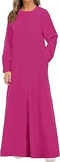 WSPLYSPJY Solid Color Zipper Abaya Muslim Dresses for Women Girls Pockets Islamic Prayer Clothes