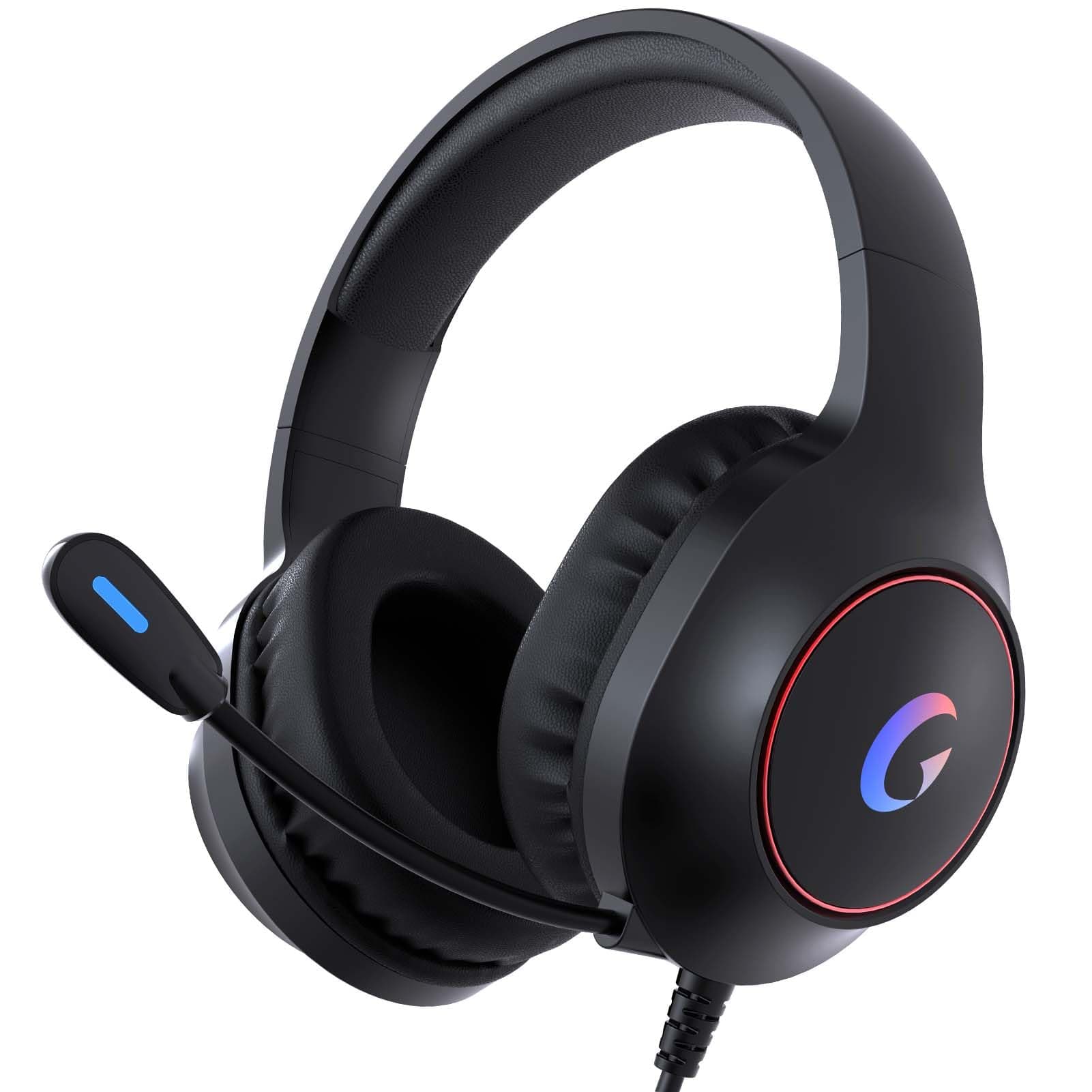 CM7002 Gaming Headset for PS5, PS4, PC, Mac, Switch, Xbox Series, Surround Sound RGB Gaming Headphones with Noise Canceling Microphone, 50MM Dynamic Drivers, 3.5MM Audio Jack, Black