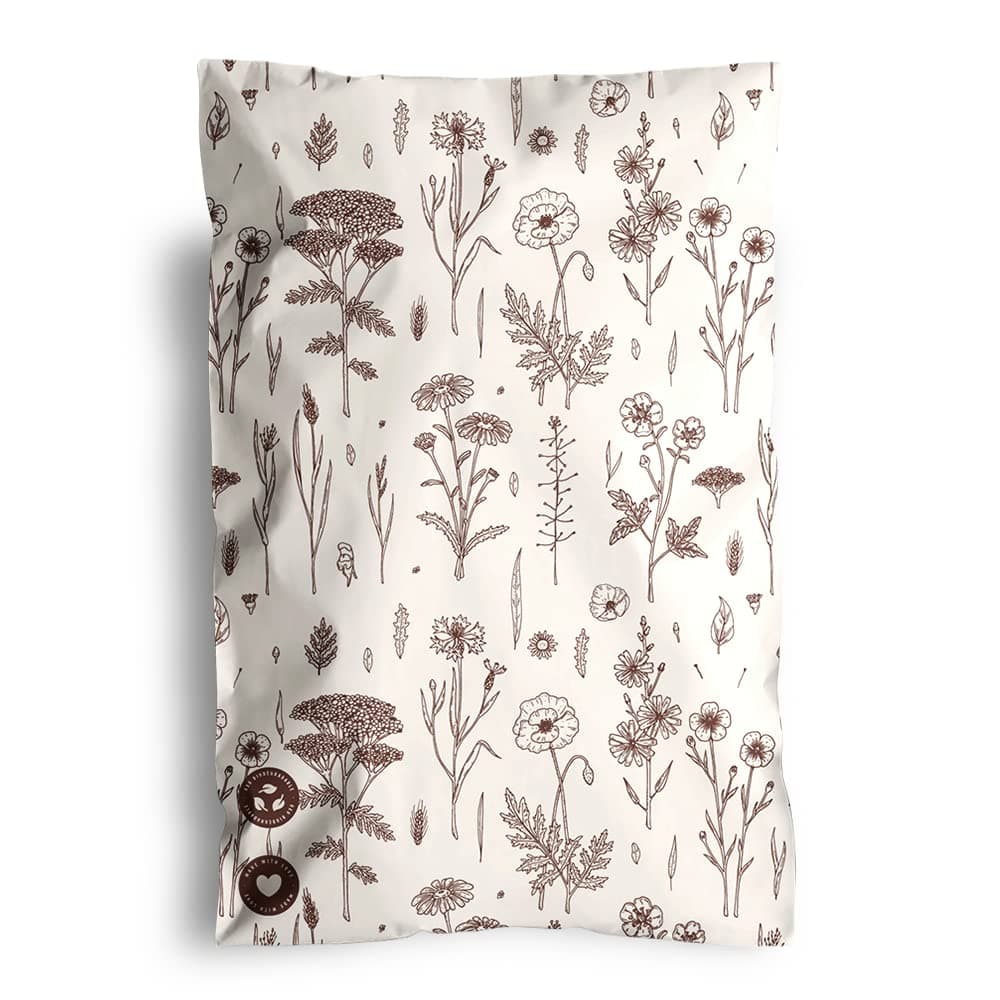 Biodegradable Mailers - 6x9" 100 Pack - Tamper-Evident & Self-Sealing Shipping Envelopes for Small Businesses - Printed, Waterproof Mailing Bags - Tear & Puncture-Proof - Wildflower