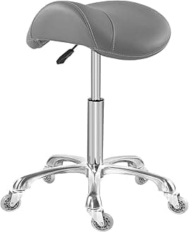 – Antlu Saddle Stool Chair for Massage Clinic Spa Salon Cutting, Saddle Rolling Stool with Wheels Adjustable Height (Grey)