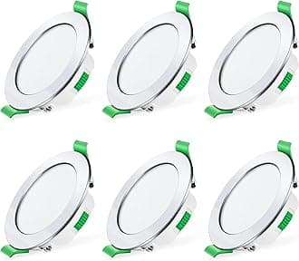 LED Downlights Dimmable 7W IP44 Slim Recessed Ceiling Lights, 3CCT 3000K Warm 4000K Neutral 6500K Cool Adjustable Bathroom Spotlights, Polished Chrome, 6 Pack