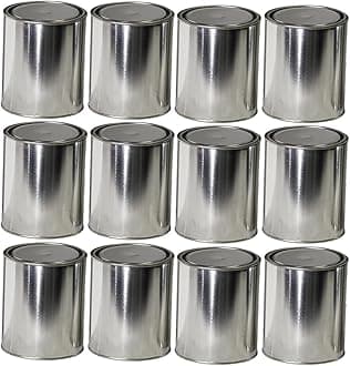 Generic Empty Metal Quart Cans (12), Silver