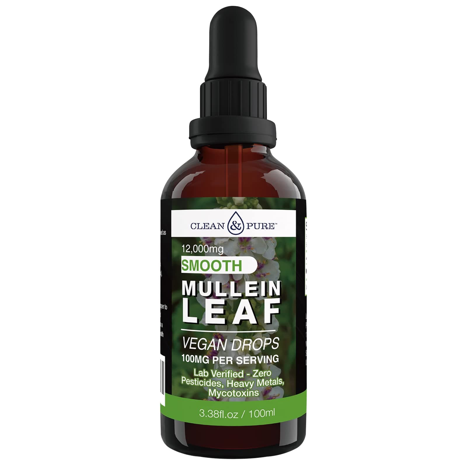 Clean & Pure Mullein Leaf Extract Liquid Drops 100ml | Lab Tested for Mycotoxins & Heavy Metals