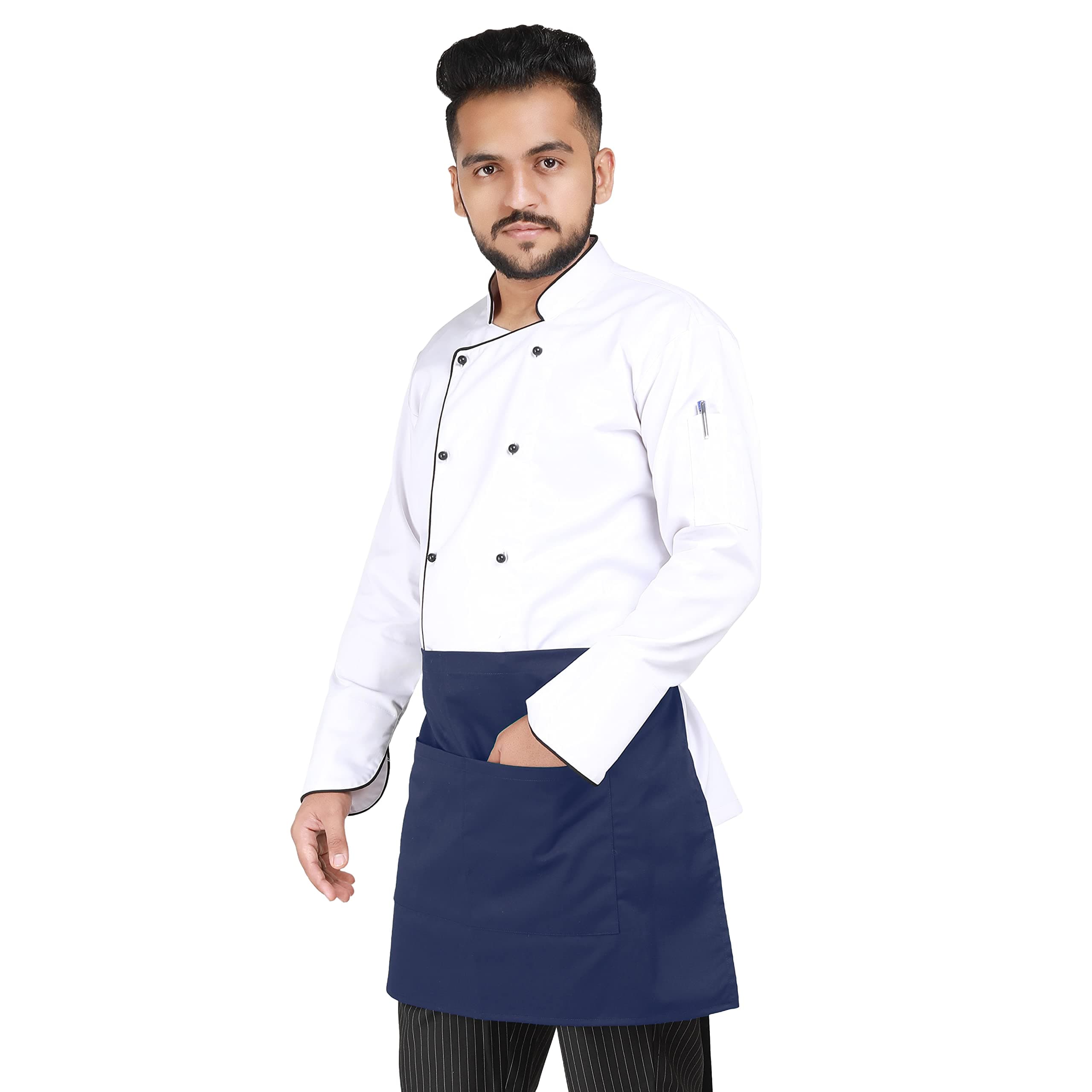 Kitchen Short Apron | Unisex | Chef Kitchen Adjustable Bib Apron with Pockets & Adjustable Tie Rope | For Home, Restaurant, Café, Hotel, Bakery, Salon