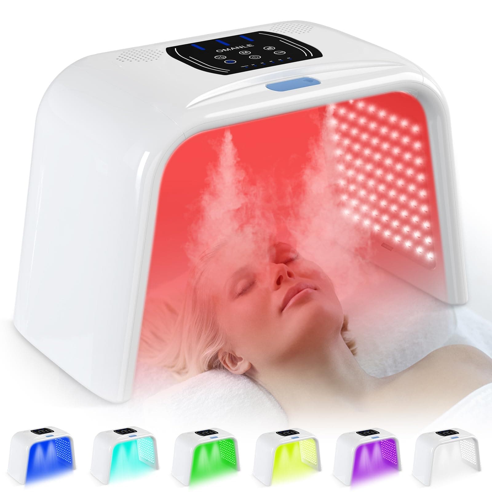Holsn LED Therapy Light, 7 Color Red Light Mask, Face & Body Skin Care, White, Silicone & Plastic