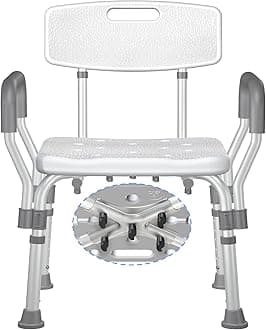 KingPavonini Shower Chair for Inside Shower, 400LBS Heavy Duty, Adjustable Height, Aluminum Frame, Silvery