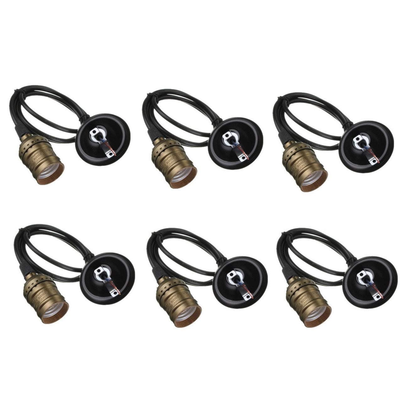 vTopTek Pendant Light Kit,Vintage Edison Socket Screw Bulbs Light Lamp Holder, E26/E27 Base Adjustable Wire for Kitchens, Dining Rooms, Bars and Restaurants Pack of 6 (Copper)
