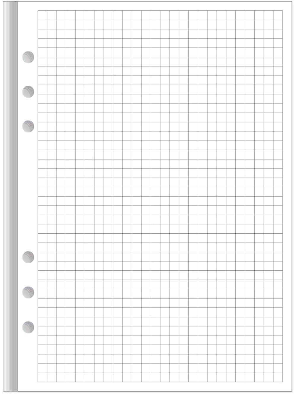 Yaridar A5 Graph Paper, 6-Hole, 100 Sheets/200 Pages, 100gsm White Paper, 5.8" x 8.3" Quad Rule, Blue Grid