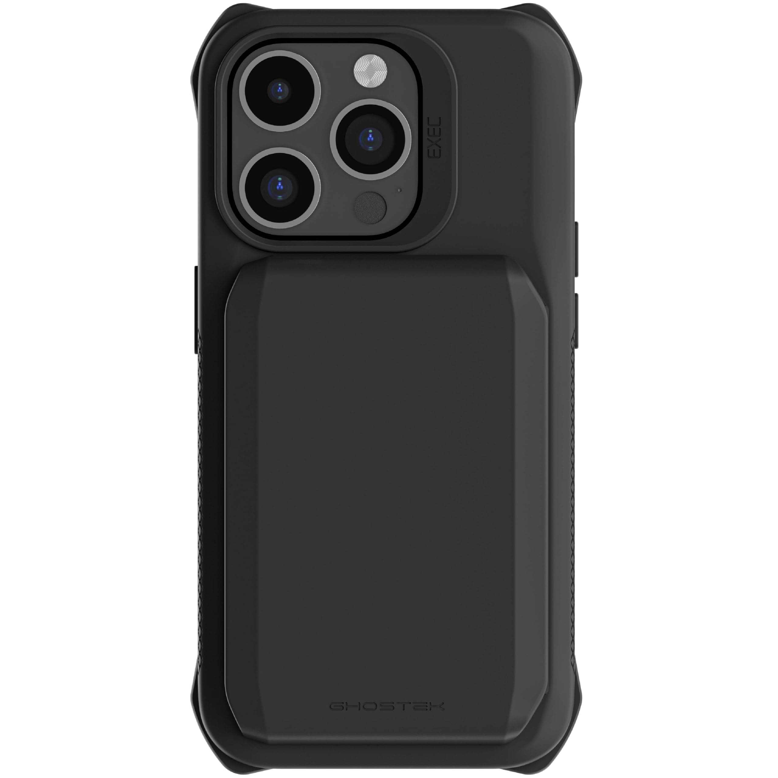 Ghostek Exec iPhone 15 Pro Wallet Case, Compatible with MagSafe Accessories, Detachable Magnetic Credit Card Holder, Kickstand (6.1 Inch, Black)