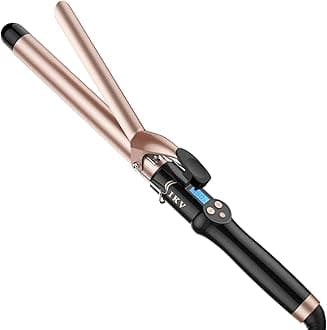 IKV 1 Inch Extra Long Barrel Curling Iron, Ceramic Tourmaline Curling Wand Professional Dual Voltage