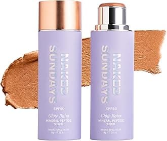 Naked Sundays SPF 50 Mineral Glow Balm – Peptide-Infused Multi-Tasking Blush Stick for Cheeks, Lips & Eyes – Broad Spectrum Mineral Sunscreen with Zinc Oxide – 8g (Bronze)