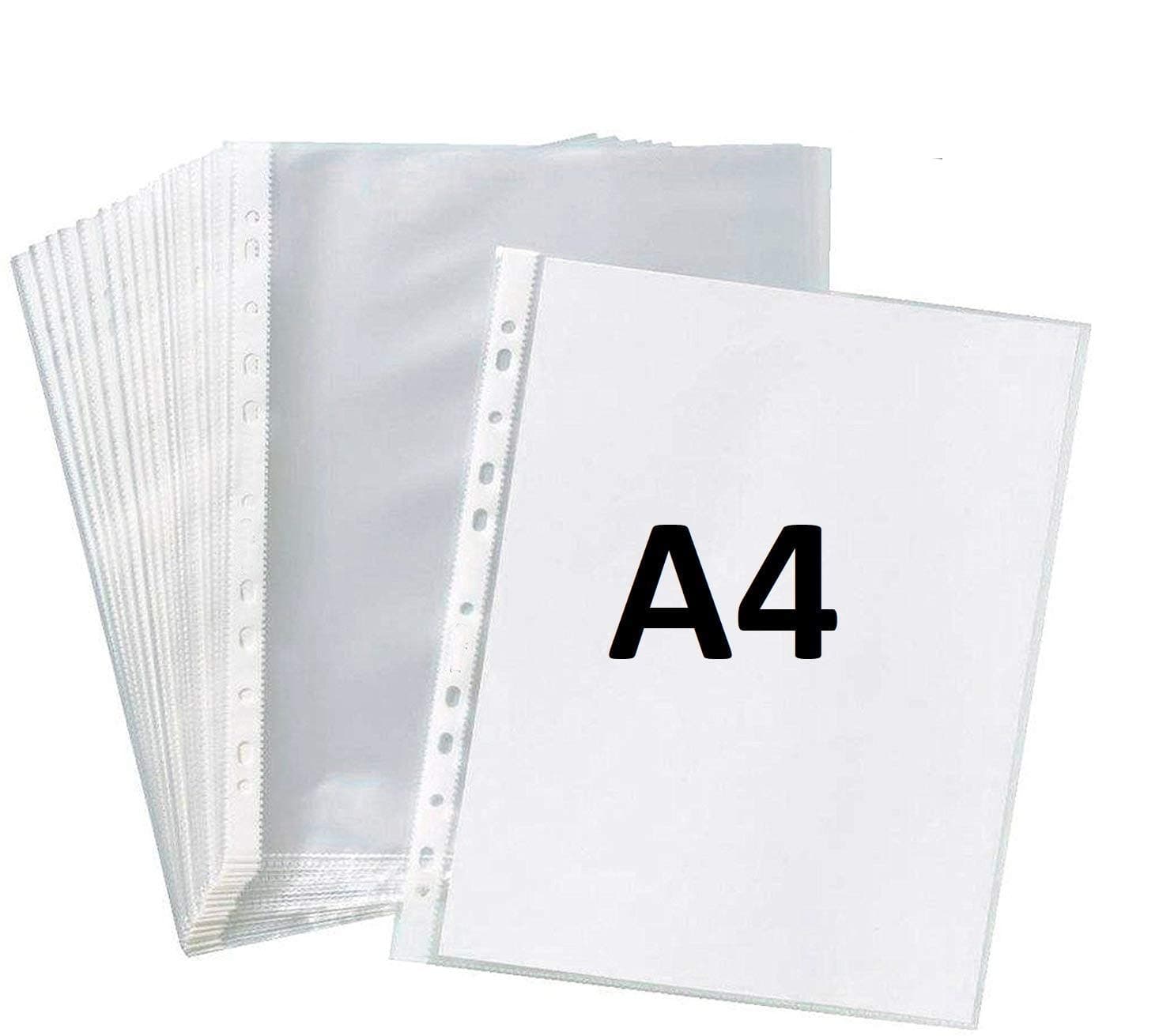 True-Ally 100 Pcs Transparent Document Sleeves, Leaf Sheet Clear Certificates/Waterproof Sheet Protectors 11 Holes Punched Ring Files Folder (A4Size) (100 Sheets) - (Pack of 1)