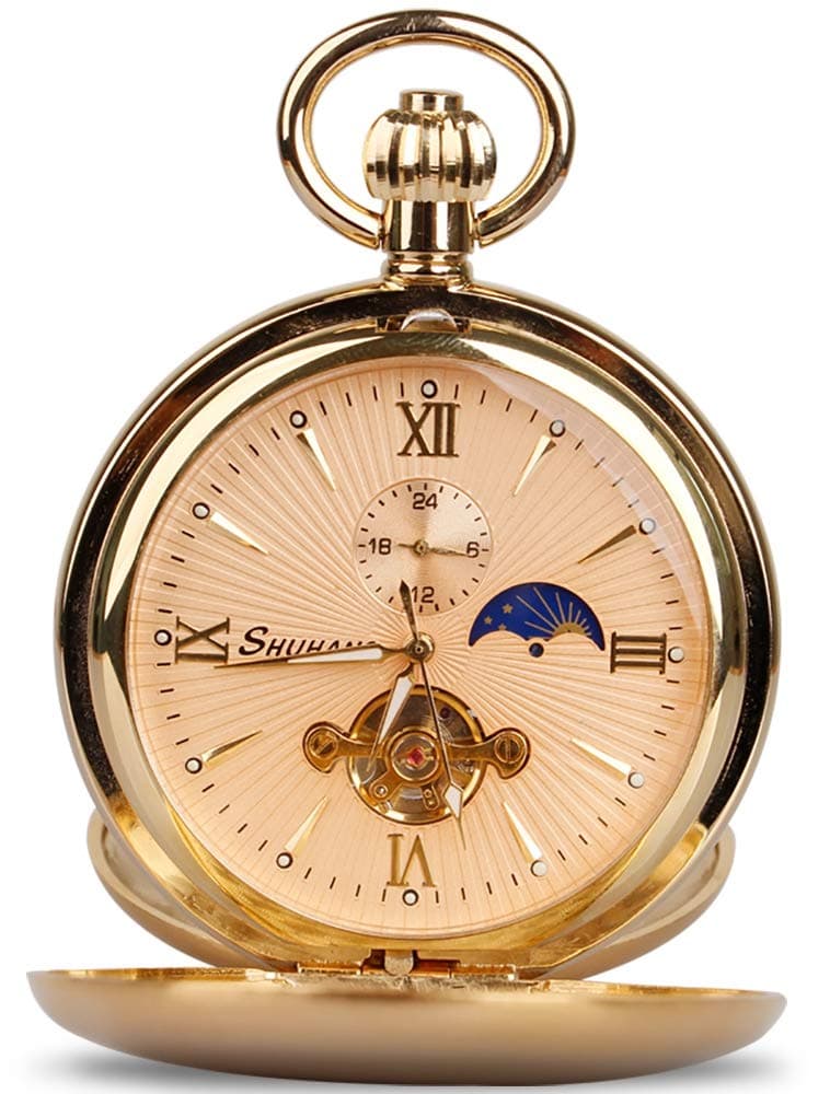 Vintage Copper Train London Design Hand Winding Mechanical Pocket Watch Mens Watches
