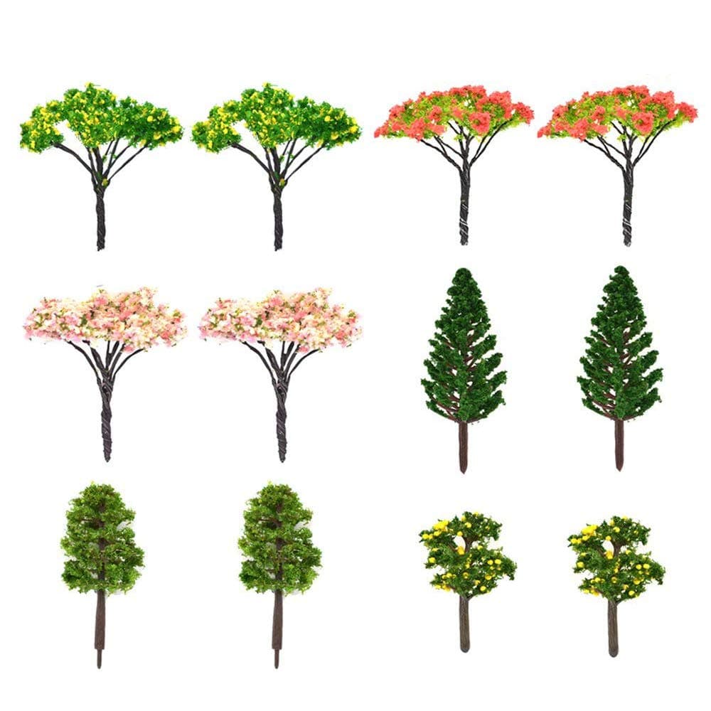 HZOnline Model Trees,Model Train Scenery,Miniature Dollhouse Decorations,Micro Landscape,Fairy Garden Tree(12 PCS)