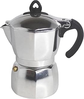 Imusa3 Cup Stovetop Espresso Maker with Heart Shaped Knob, Silver