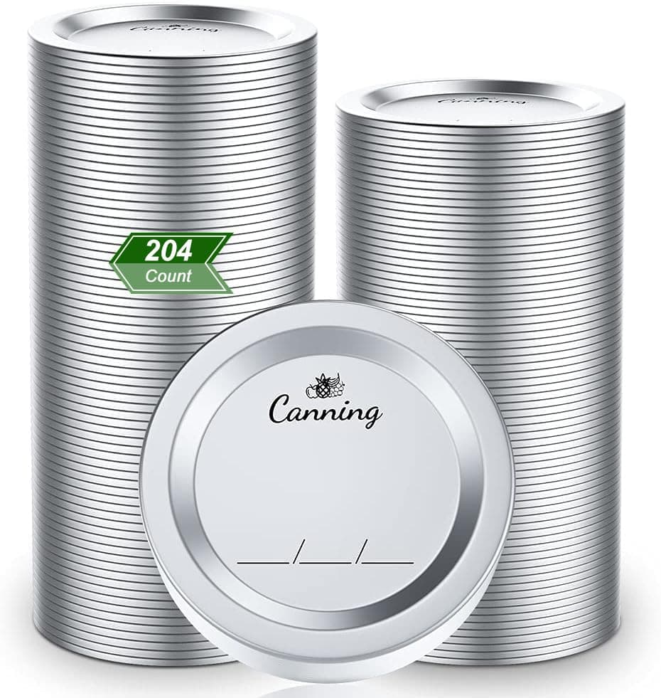 204 Pack Regular Mouth Canning Lids for Mason Jars, 70mm Silver Split-Type Metal Lids with Airtight Silicone Seal, Food Grade & Leakproof Mason Jar Lids for Canning, Preserving, Bulk Stock Up