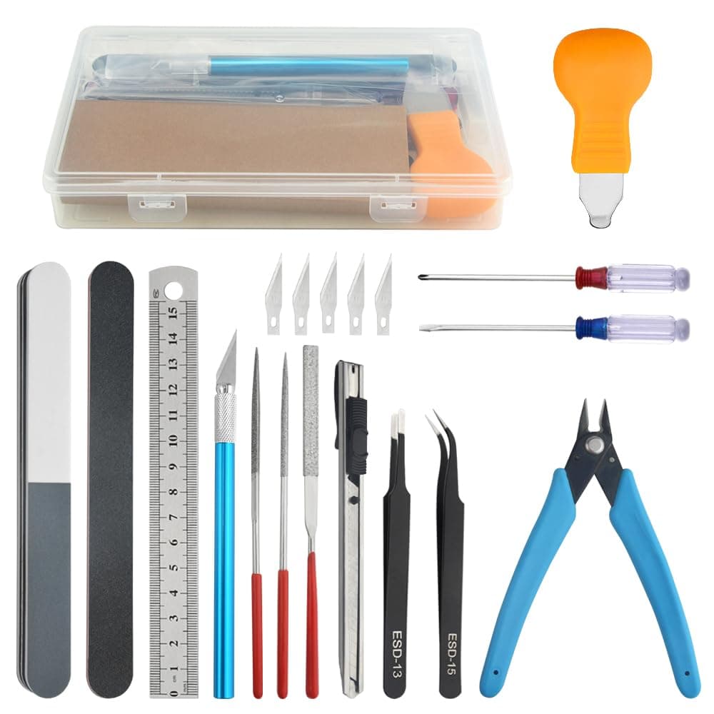 Bigstone 20 PCS Model Tool Kit Hobby Building Tools Set Modeler Basic Tools for Gundam Plastic Models Assembling Building Repairing and Fixing