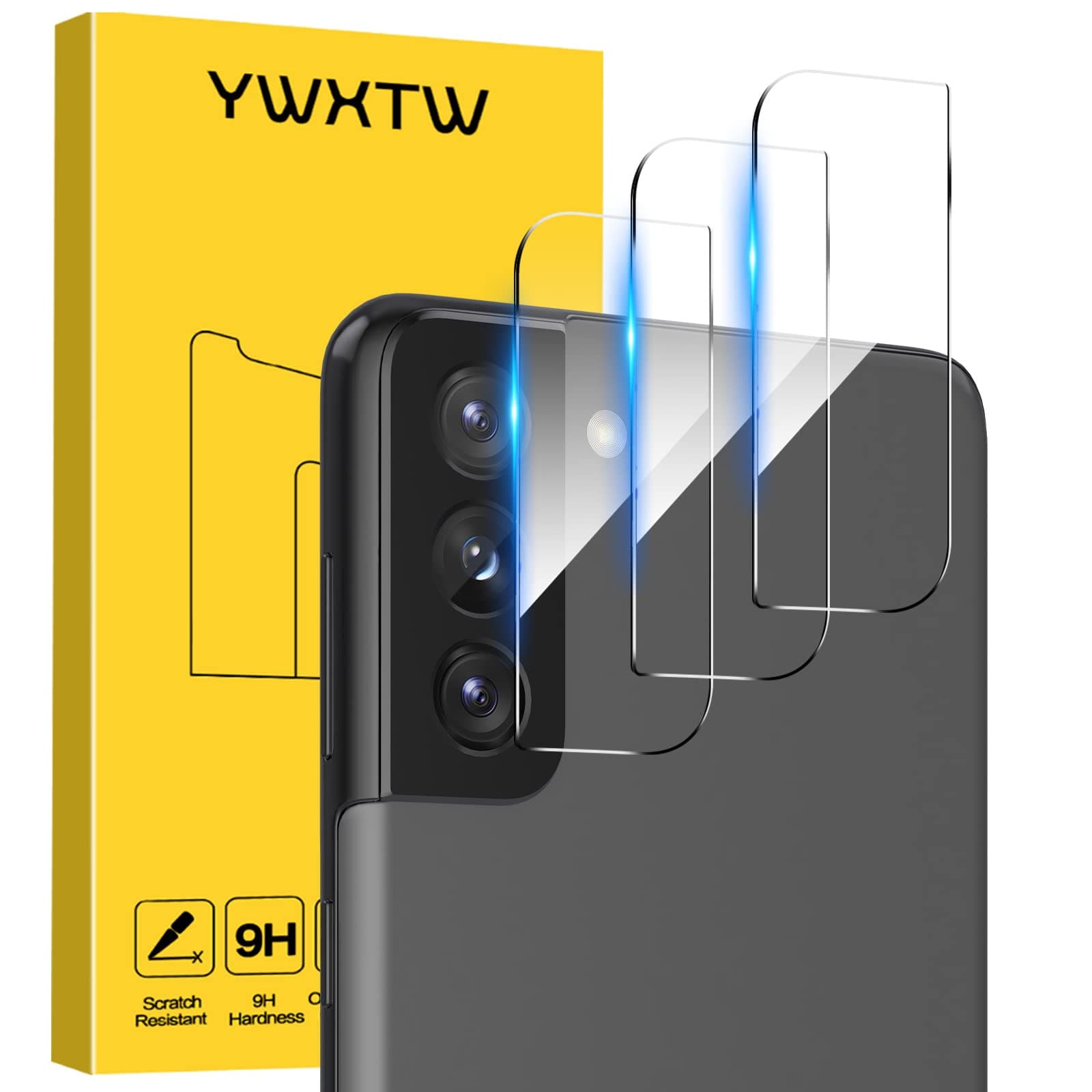 YWXTW 3 Pack for Samsung Galaxy S22 / S22 Plus Camera Lens Protector, 9H Tempered Glass, Anti Scratch, Ultra Thin