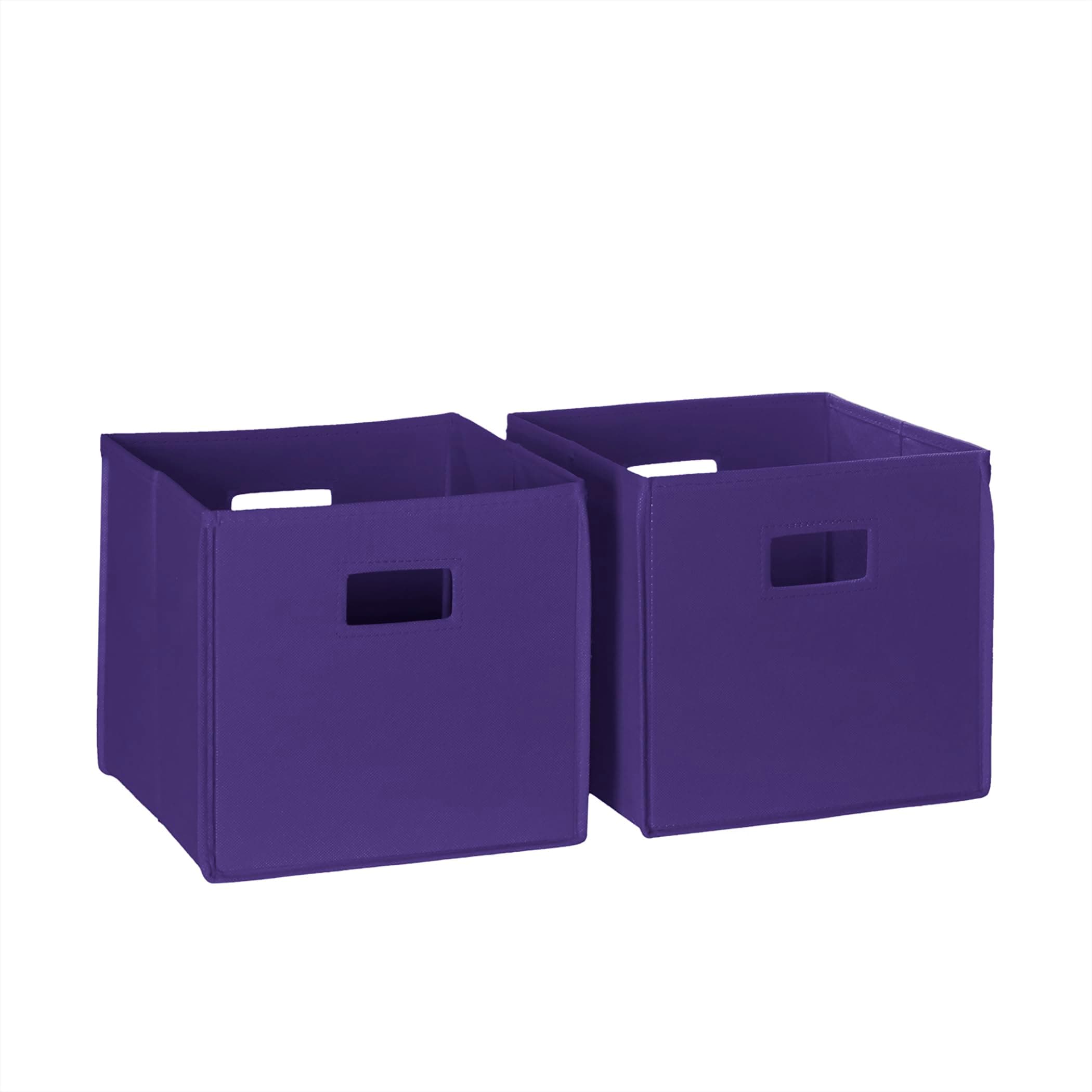 Folding Storage Bins with Handles Dark Purple Cube Storage Organizer for Closet, Bedroom & Playroom - Closet Organizers and Storage Set of 2