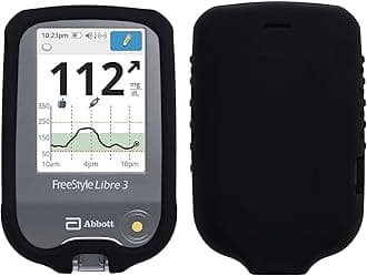 Premium Silicone Protective Cover Set (Screen Protector + Lanyard + Lanyard Patch) for Freestyle Libre 3/ Freestyle Libre 2 (Continuous Glucose Monitor) (Black)