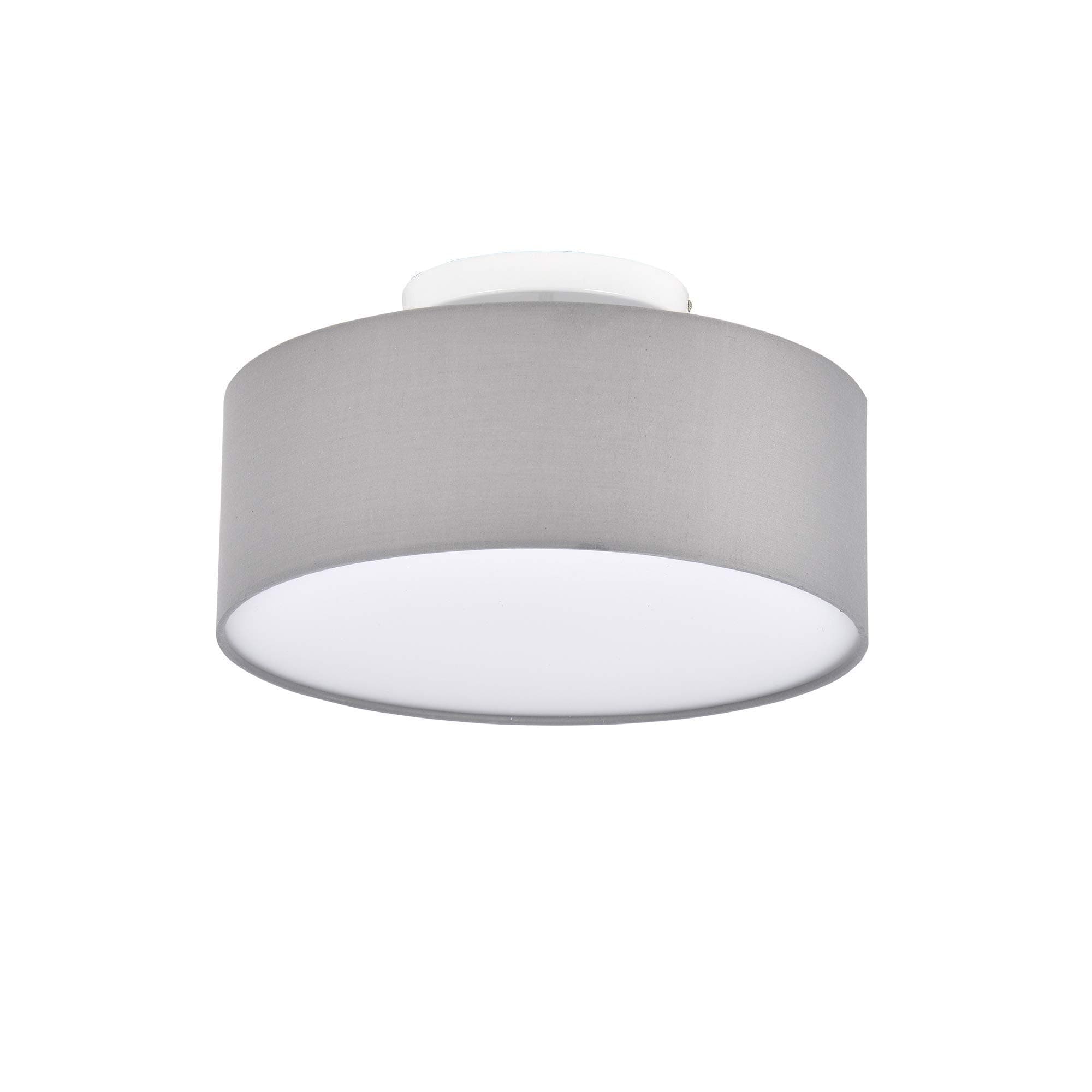 Ceiling Light, SPAKRSOR Modern Fabric Pendant Light Shade, Large Grey Drum Lampshade, Round Pendant Lamp, for Bedroom Living Room, Flush Chrome Matt, 3 Bulb, E27 [Energy Class A++]