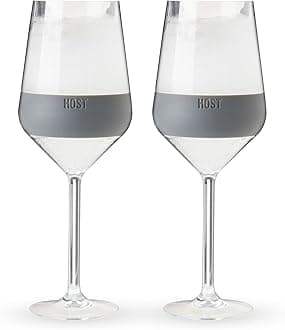 Wine Freeze Stemmed Wine Glasses, 6.5oz Set of 2 Cooling Cups, Mother's Day Gifts, Gifts for Wife, Mom Birthday Gifts, Gifts for Women, Gray