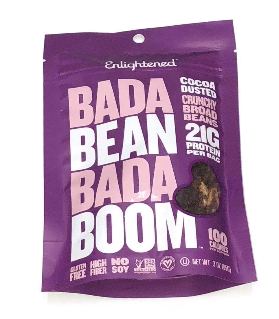 Enlightened Bada Bean Bada Boom Crunchy Broad Beans 3 oz - 6 Bags (BADA BEAN COCOA DUSTED 3oz 6PK)