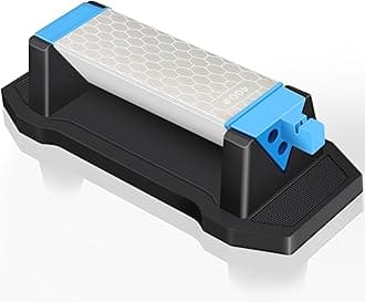 Diamond Sharpening Stone,3 Side 400/1000/6000 Grit Premium Industrial Diamond & Ceramic Whetstone Knife Sharpener Stone With Edge Grip holder and Non-slip Base