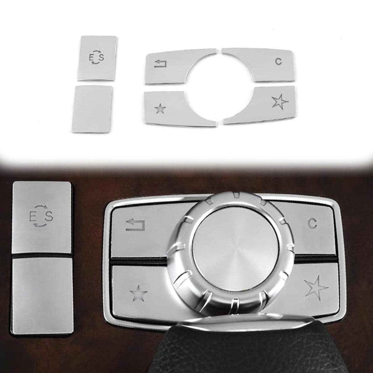 6Pcs Car Center Console Multimedia Control Button Knob Trims Cover for 2010-2015 Mercedes Benz E Class W212