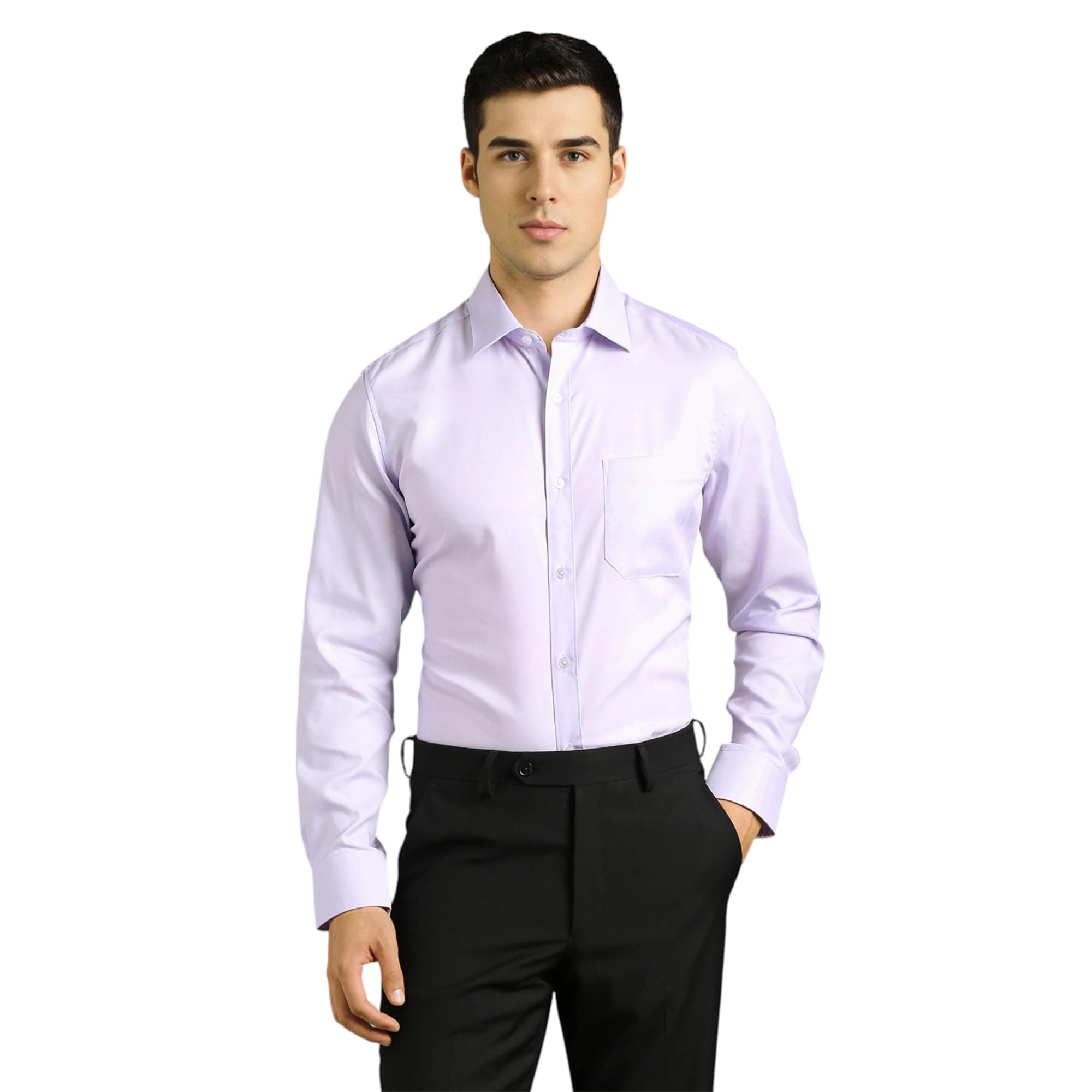 Louis Philippe Men's Cotton Regular Fit Solid All Day Comfort Effortless Ironing Shirt