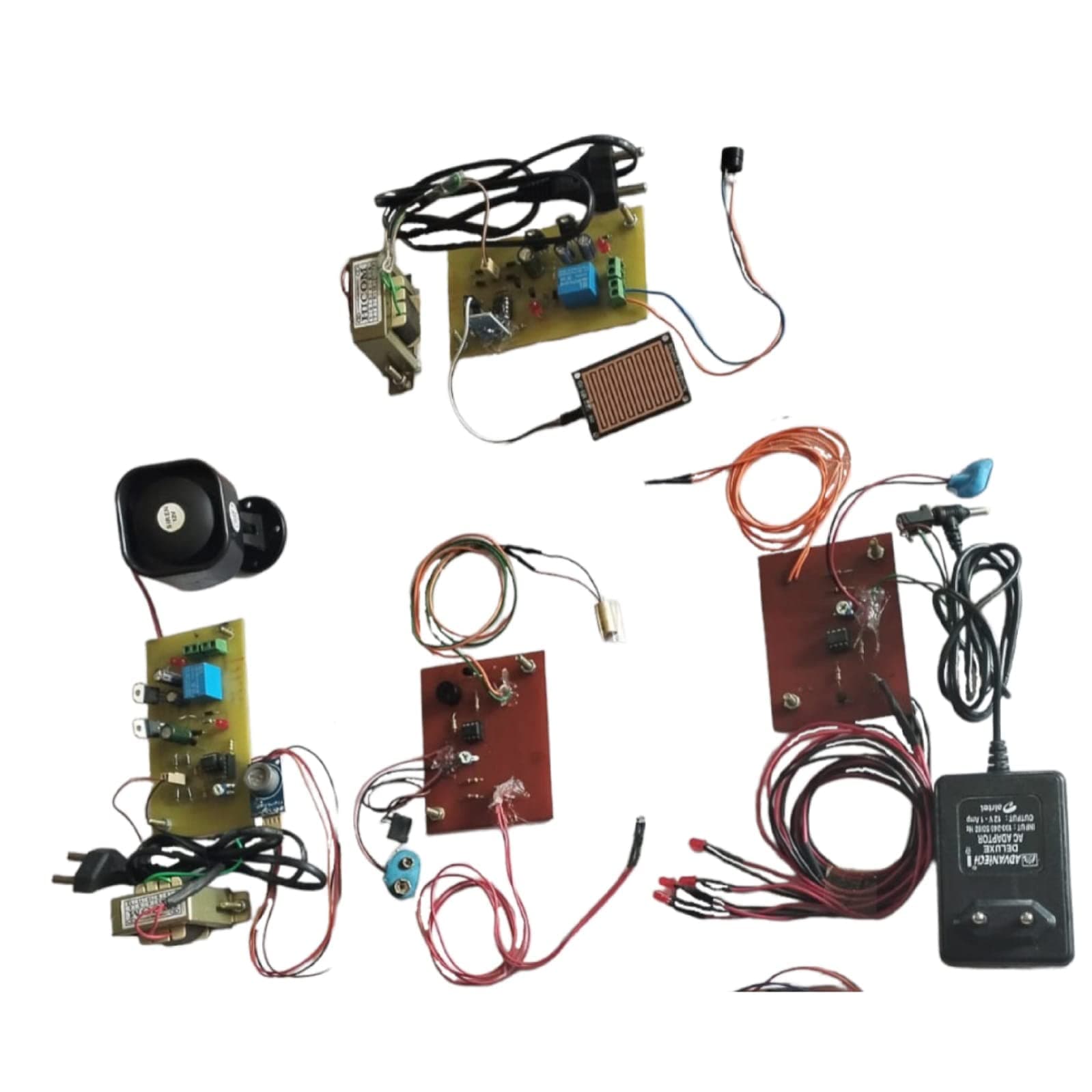 LAISER Security, RAIN Alert System,LPG Gas Leakage Alert System,Automatic Street Light CONTROAL Depend ON The Intensity of The Light,Project KIT