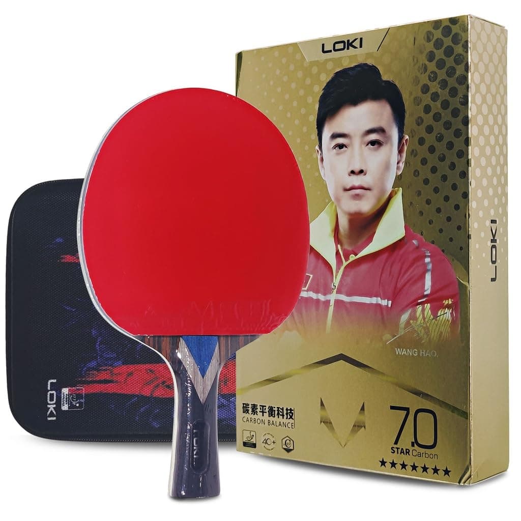 Loki M7 Table Tennis Racket - Ping Pong Paddle with 5 Wood 2 Carbon Blade & ITTF Approved Sticky Rubber for Fast Attack