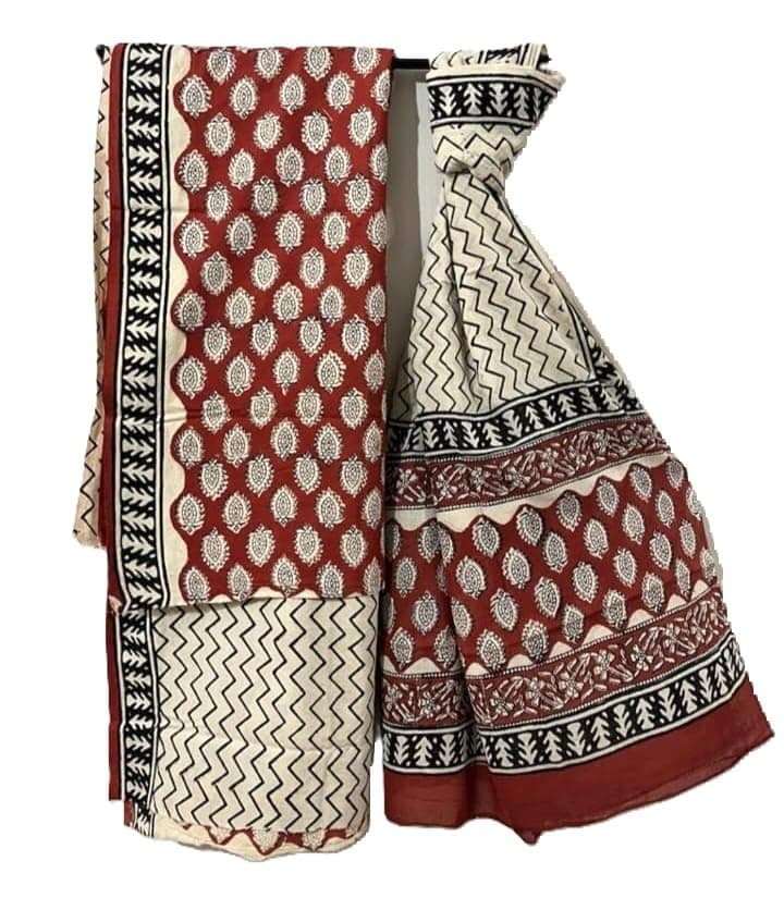 COTTON HANDBLOCK BAGRU PRINT SUIT