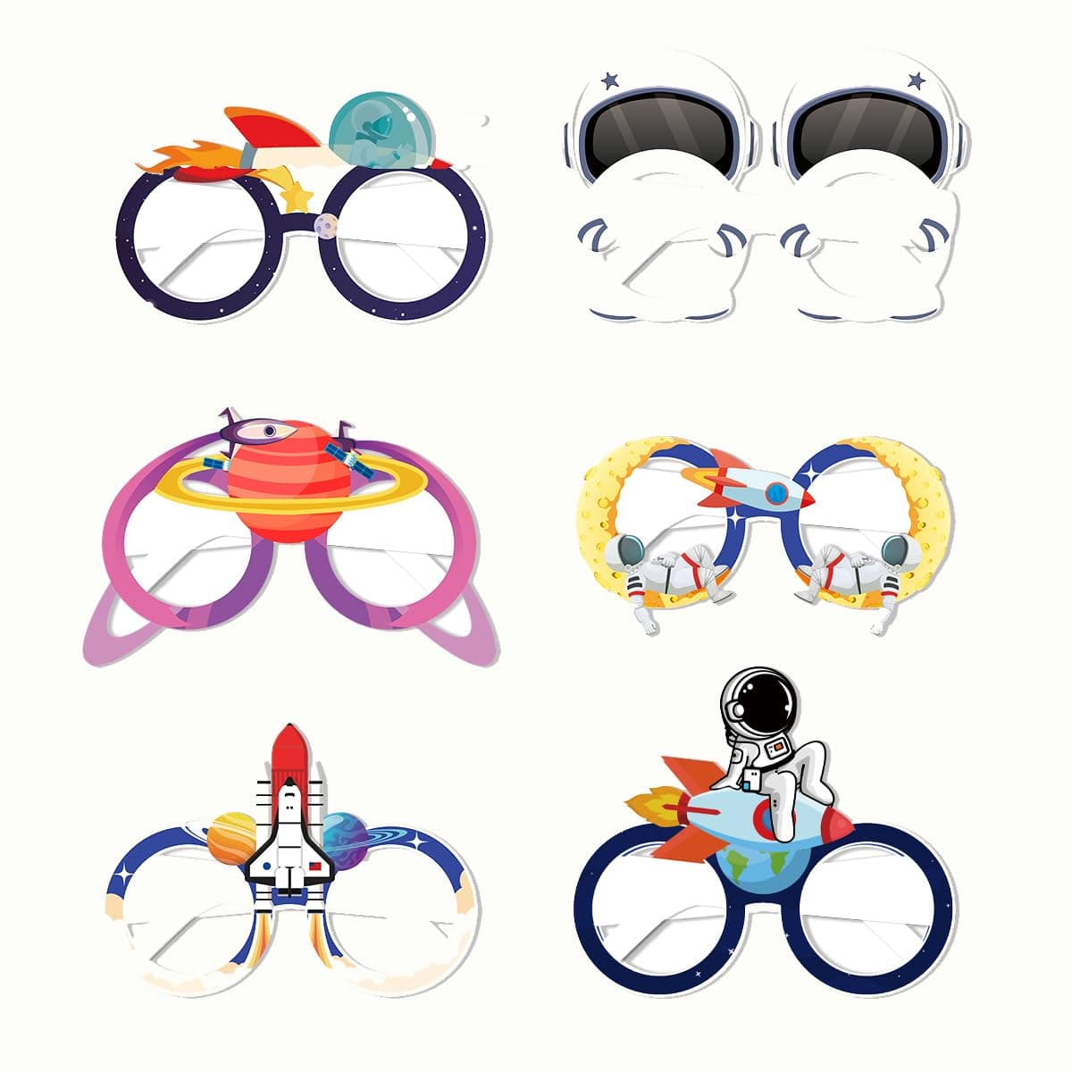 BRTOPMY 12Pcs Outer Space Party Glasses Solar System Galaxy Planets Party Paper Glasses Frames Astronaut Eyeglasses Accessories Costume Glasses for Baby shower,Birthday Party Celebration Favors