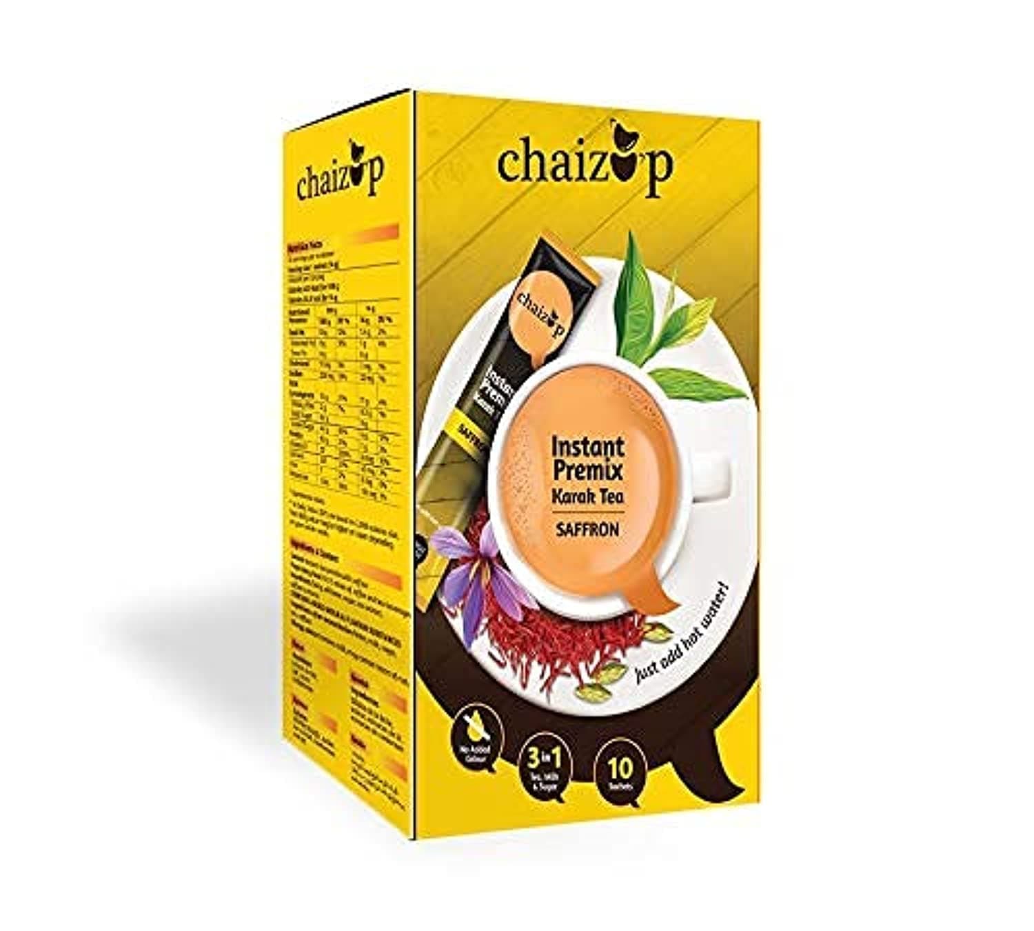 Instant Premix Saffron 3in1 Tea 10 Sachet, Black