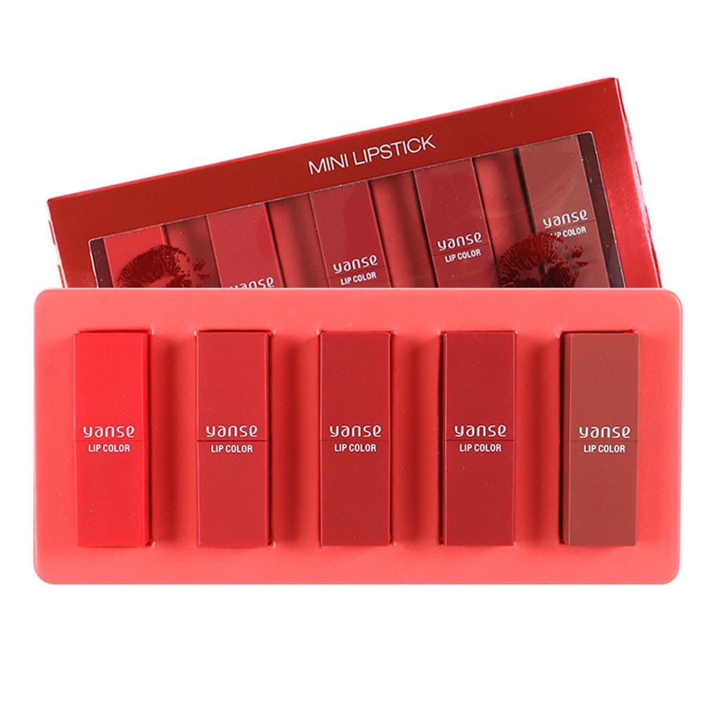 5Pcs/Set Makeup Mini Waterproof Matte Lipstick Long Lasting Lip Gloss (Red)