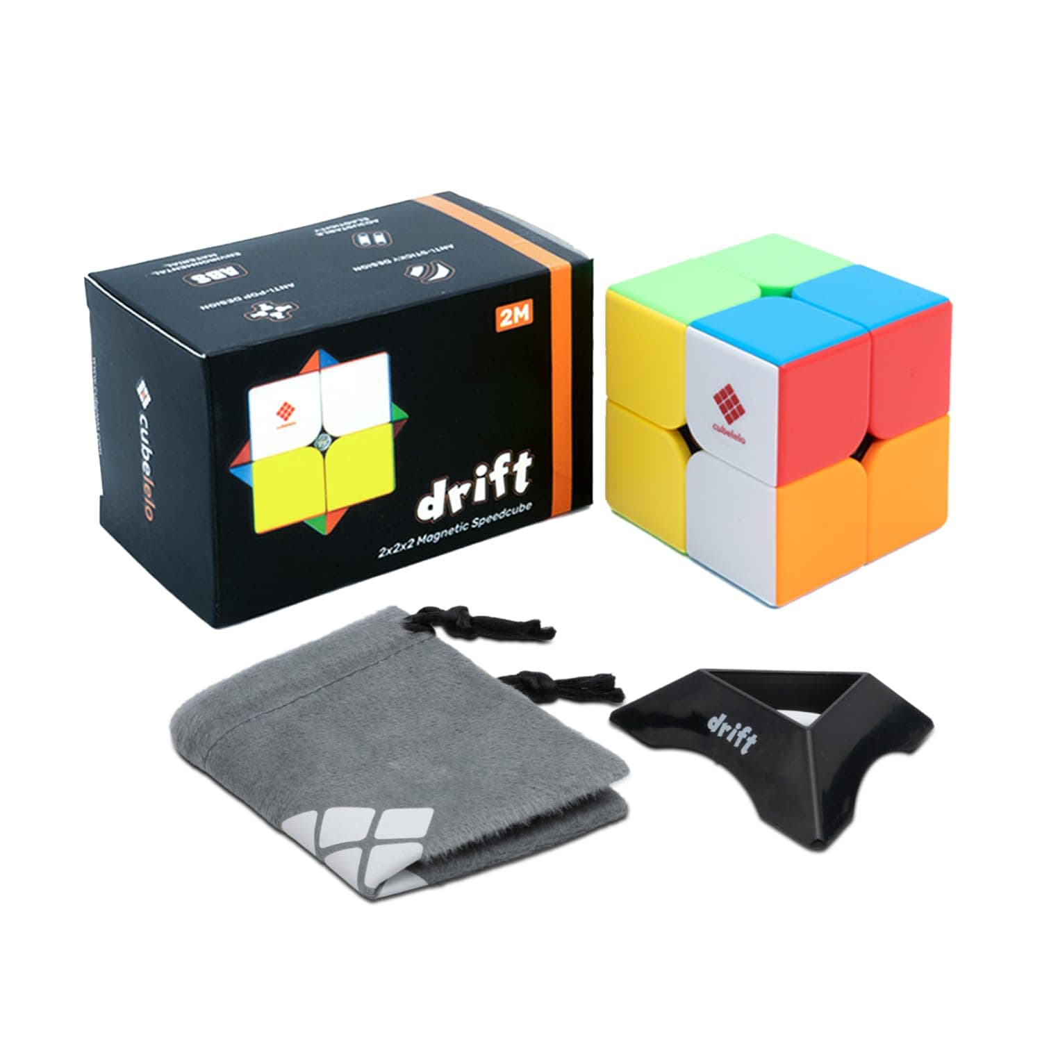 Cubelelo Drift 2M 2x2 (Magnetic) Stickerless Magic Speedcube for Kids & Adults Speedy Brainstorming Puzzle Cube (Multicolor)