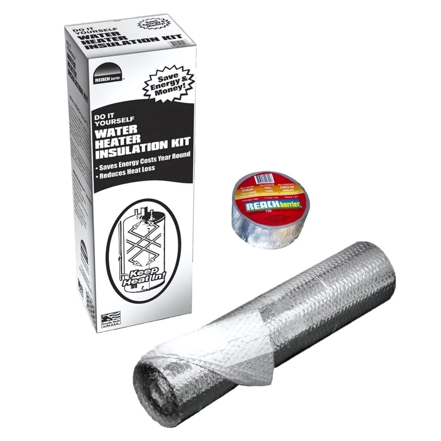3016 Single Reflective Air Water Heater Insulation Kit, Easy Assembly, Bubble Barrier Technology, Holds in up to 95% of Heat
