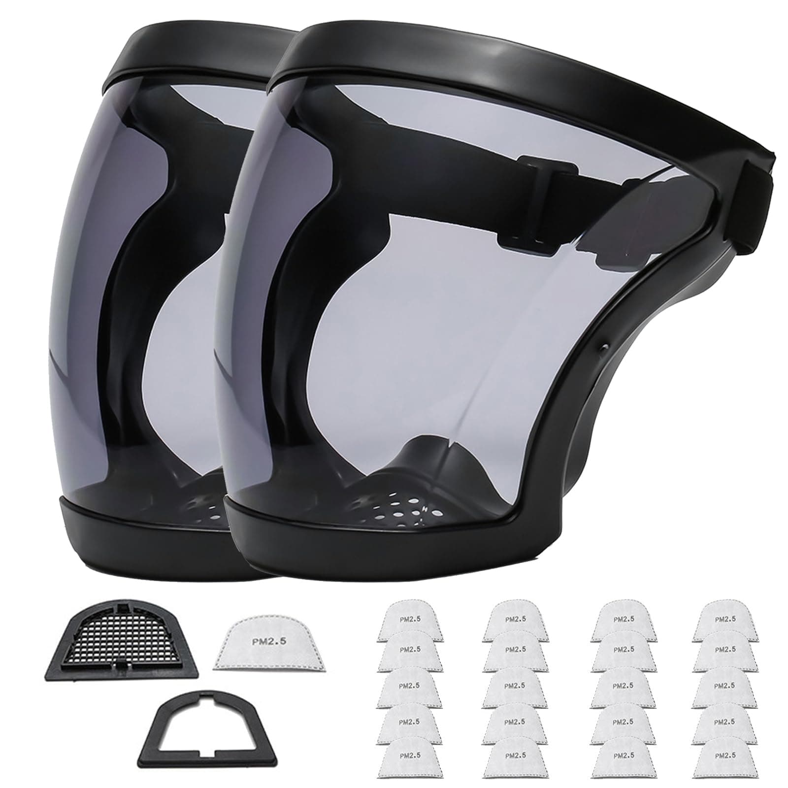 Anti-Fog Full Face Active shields Protection Visible Expression Transparent Breathable Comfortable Adults Reusable (Grey, 2PCS), JZY-0010