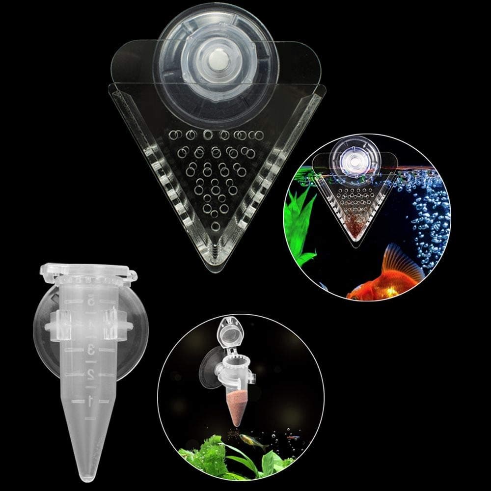 IAFVKAI Aquarium Cone Red Worm Feeder Acrylic V-Shape Automatic Fish Feeder Brine Shrimp Food Feeding Cup with Suction Cup
