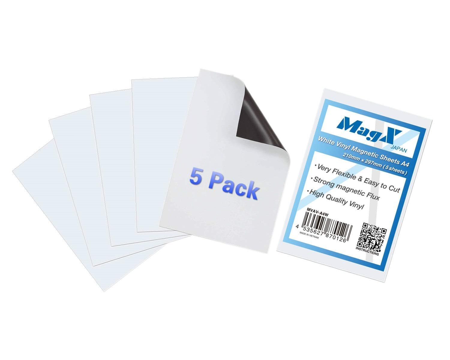 BPA Magnetic Sheets white A4 (5 pcs), Vinyl magnet sheets, Flexible Magnetic Paper,for DIY Hand Craft School Projects