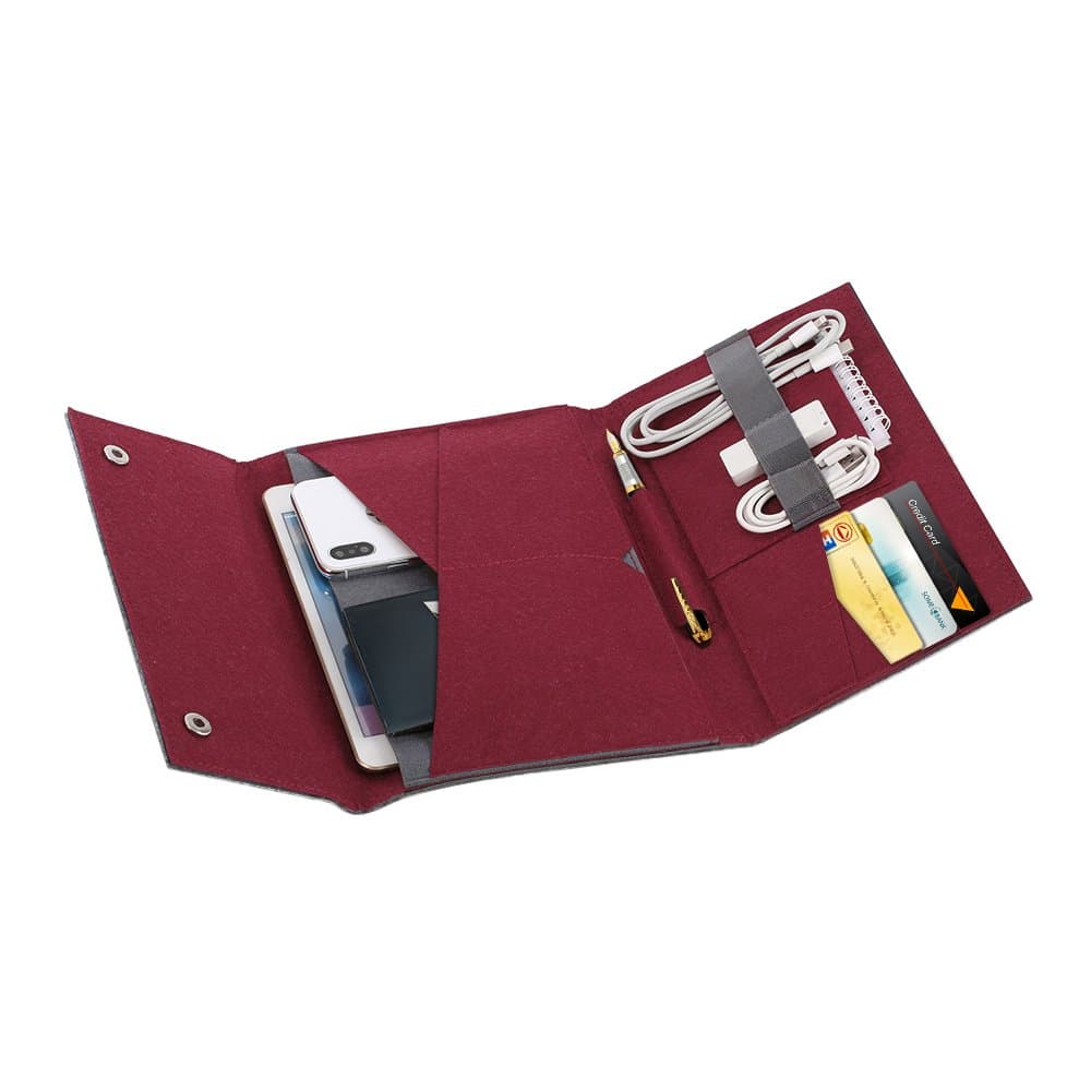 Felt iPad Mini Sleeve Case, Daite Thick Felt 7.9Inch iPad Mini 2 3 4 Carrying Case Pocket Protective Bag with Accessories Phone Document Pencil Card Cable Pocket(Dark grey)