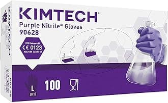 Kimtech Purple Nitrile Disposable Protective Gloves, Latex and Powder Free for Heavy Duty protection Against Chemicals and Virus's, Box of 100, Small