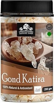 NATURE YARD Gond Katira Pure Organic (Edible gum) tragacanth Crystals - 250 Gm - 100% Natural Superfood with Cooling Properties | Almond Gum | Badam Pisni | Chahar Gond